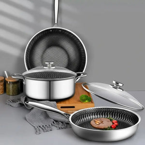 3 Piece Stainless Steel Non Stick Cookware Set - Cookware set