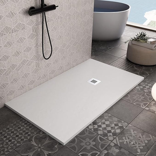 Bela Premium Light Gray Shower Tray Slate Texture - 70x70 cm - Platos de ducha