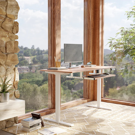 Escritorio de pie con bandeja para teclado