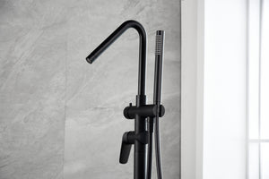 Matte Black Freestanding Bathtub Faucet Modern Design, view 3