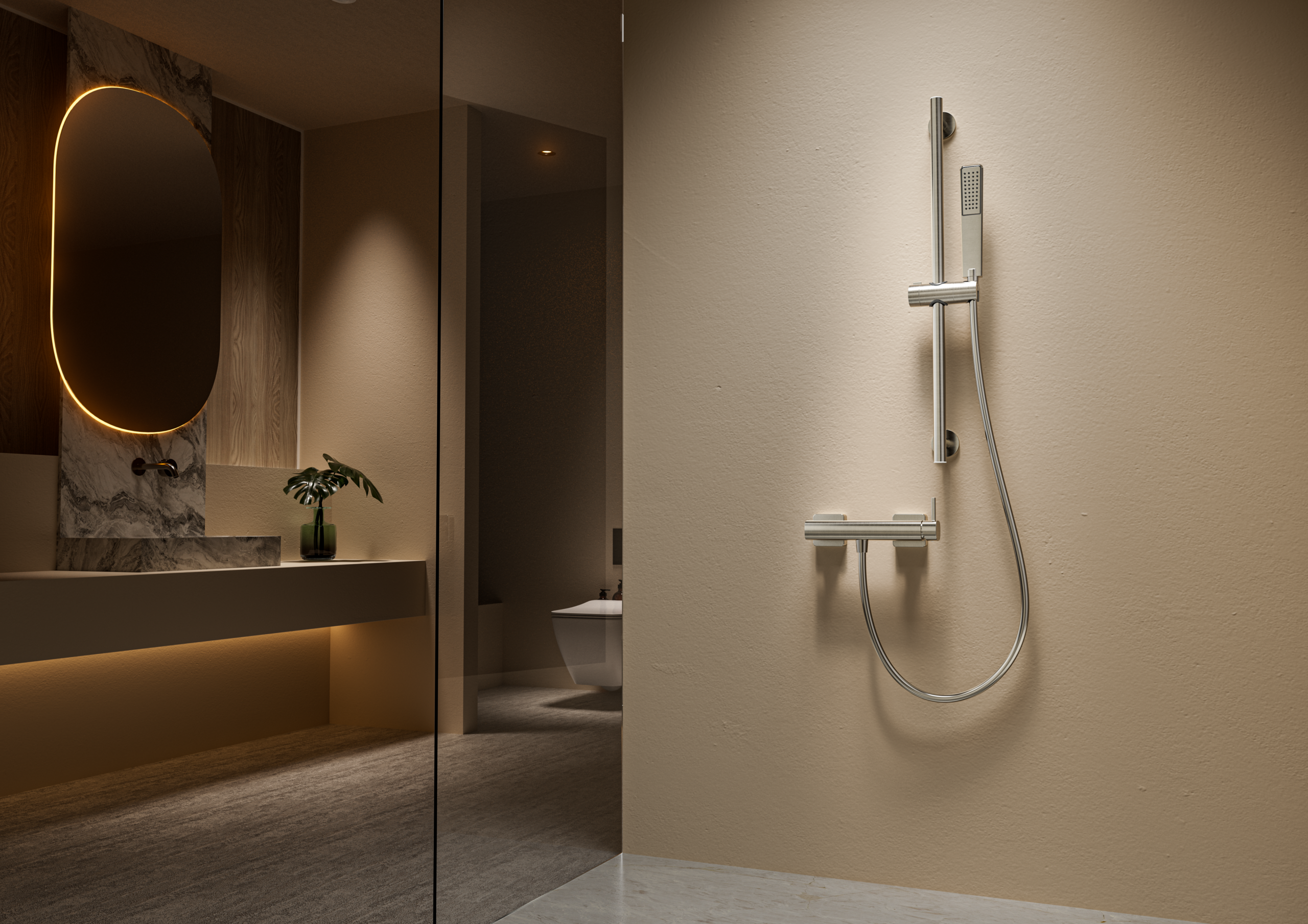 Adur Black Gun Metal Sliding Shower Rail with Hand Shower Holder, view 2