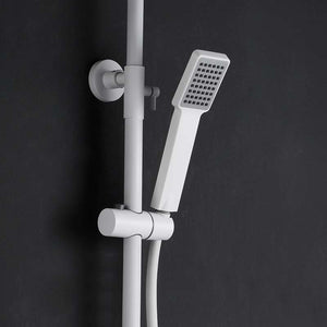 Matte White Single Lever Shower Set Modern Minimalist, detail view