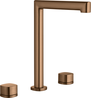Toscana Brushed Rose Gold Tall Spout Countertop Two Handle Basin Mixer, main product view