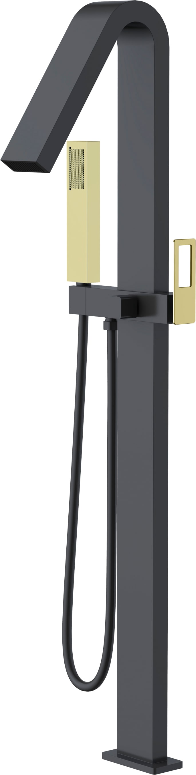 Grifo de bañera independiente Suecia negro dorado brillante | IMEX