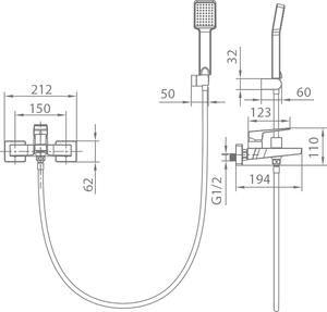 Matte White Single-Lever Bath Shower Kit, view 5
