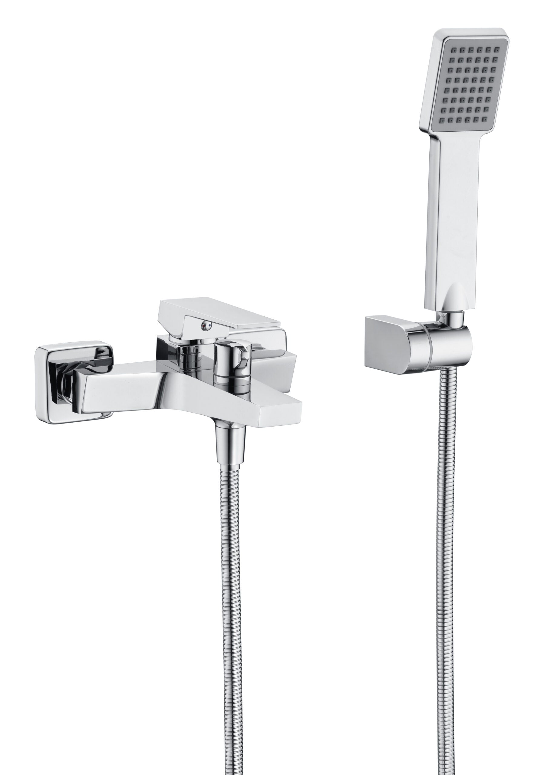 Chrome Single Handle Shower Kit Modern Minimalist Design, view 2