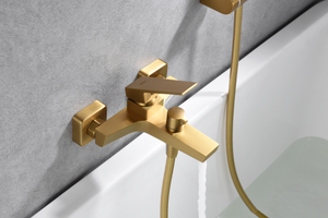 Brushed Gold Single Lever Shower Kit Modern Bathroom, mixer detail