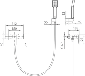 Matte White Single-Lever Shower Kit Modern Design, view 5