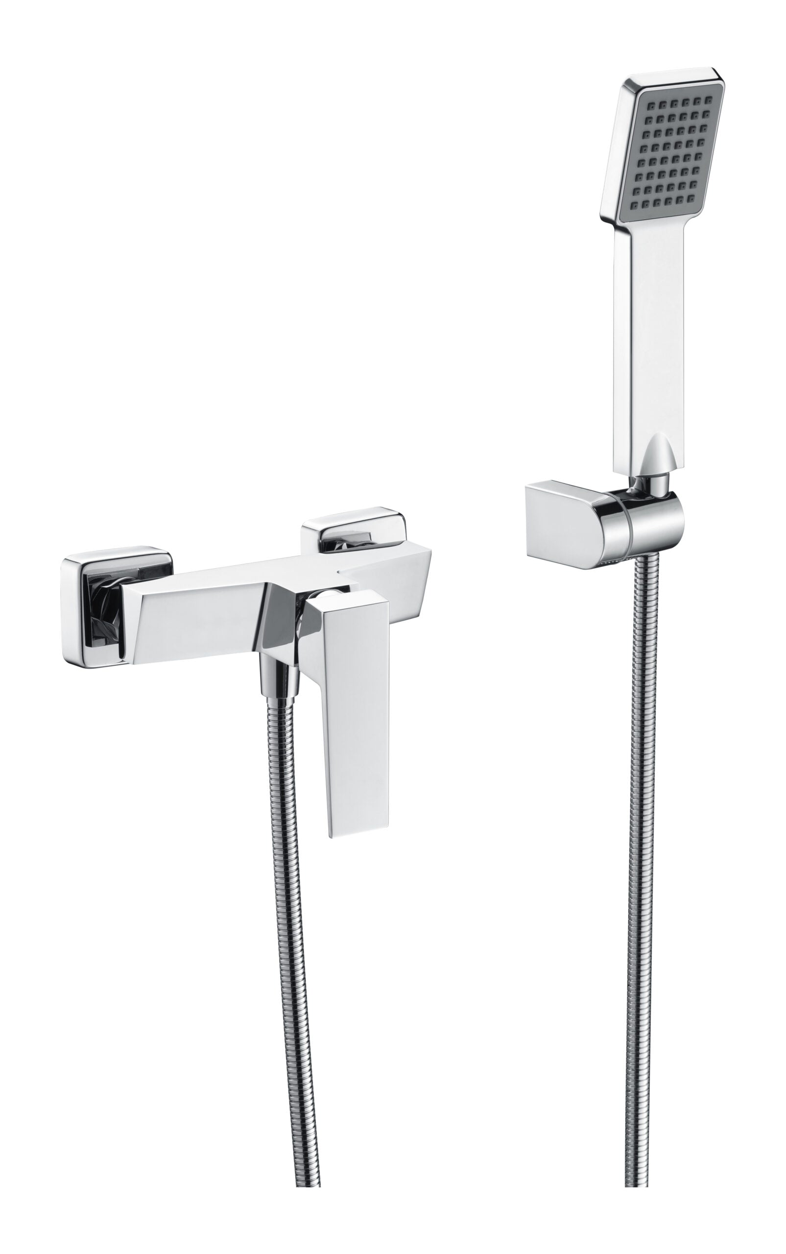 Chrome Single-Lever Shower Kit Modern Brass Design, view 2