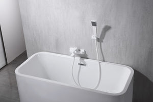 Matte White Single-Lever Bath Shower Kit, in a bathroom setting