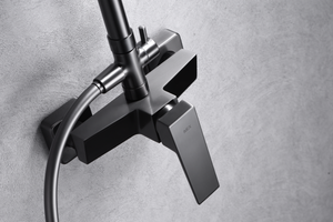 Black Gun Metal Single Handle Shower Set, detail view