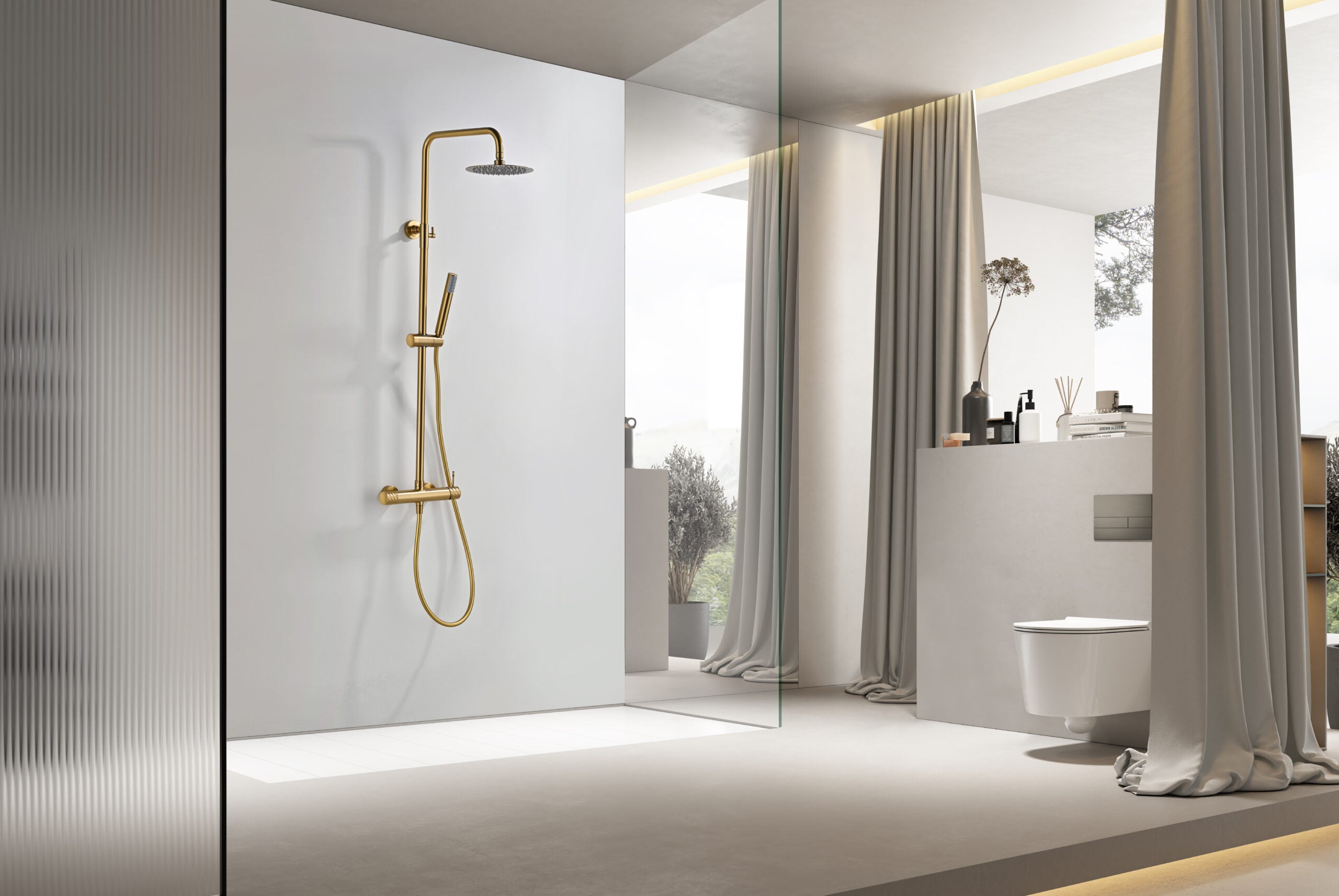 Bless Brushed Gold Single Lever Shower Set, view 2