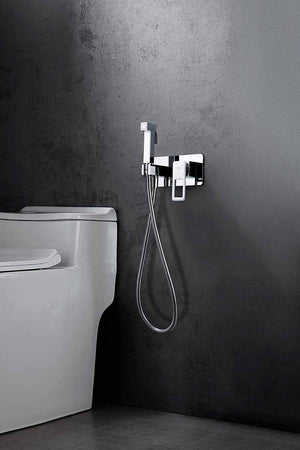 Chrome Bidet Mixer Single Handle Modern Bathroom Faucet, in a bathroom setting