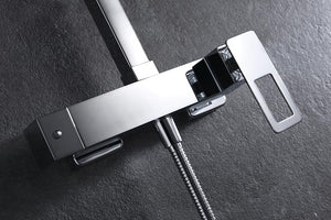 Chrome Single Lever Shower Set Modern Design, detail view