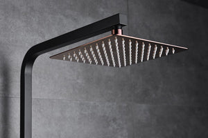 Black Rose Gold Single Handle Shower Set Modern Design, detail view