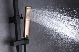 Black Rose Gold Single Handle Shower Set Modern Design, detail view