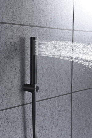 Matte Black Single Handle Shower Kit Modern Bathroom, detail view