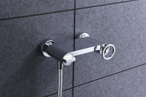 Chrome Single Lever Shower Kit Modern Design, detail view