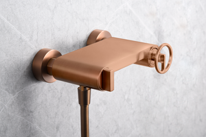 Brushed Rose Gold Single Handle Shower Kit, mixer detail