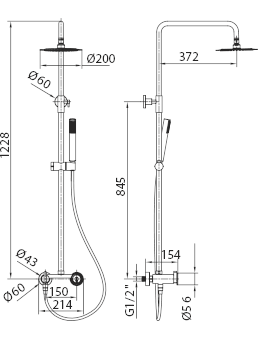 Matte Black Single Handle Shower Set Modern Design, view 4