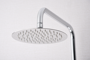 Chrome Single Handle Shower Set Modern Minimalist Design, rain head detail