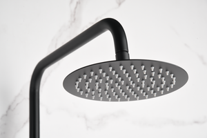 Matte Black Single Handle Shower Set Modern Design, rain head detail