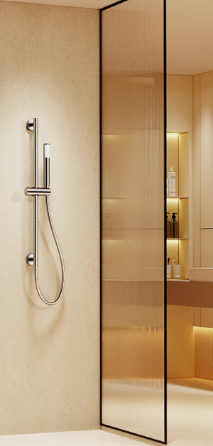 Adur Brushed Nickel Sliding Shower Rail with Water Outlet, view 5