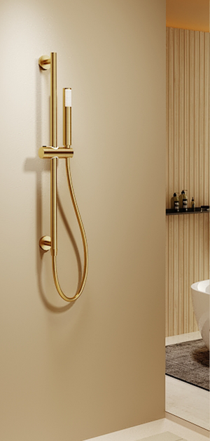 Adur Brushed Nickel Sliding Shower Rail with Water Outlet, view 2