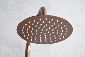 Brushed Rose Gold Single Handle Shower Set, rain head detail