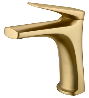 Brushed Gold Basin Mixer Faucet Modern Single Handle, view 2
