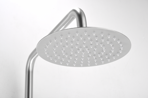 Delos Single Handle Shower Set Stainless Steel, rain head detail