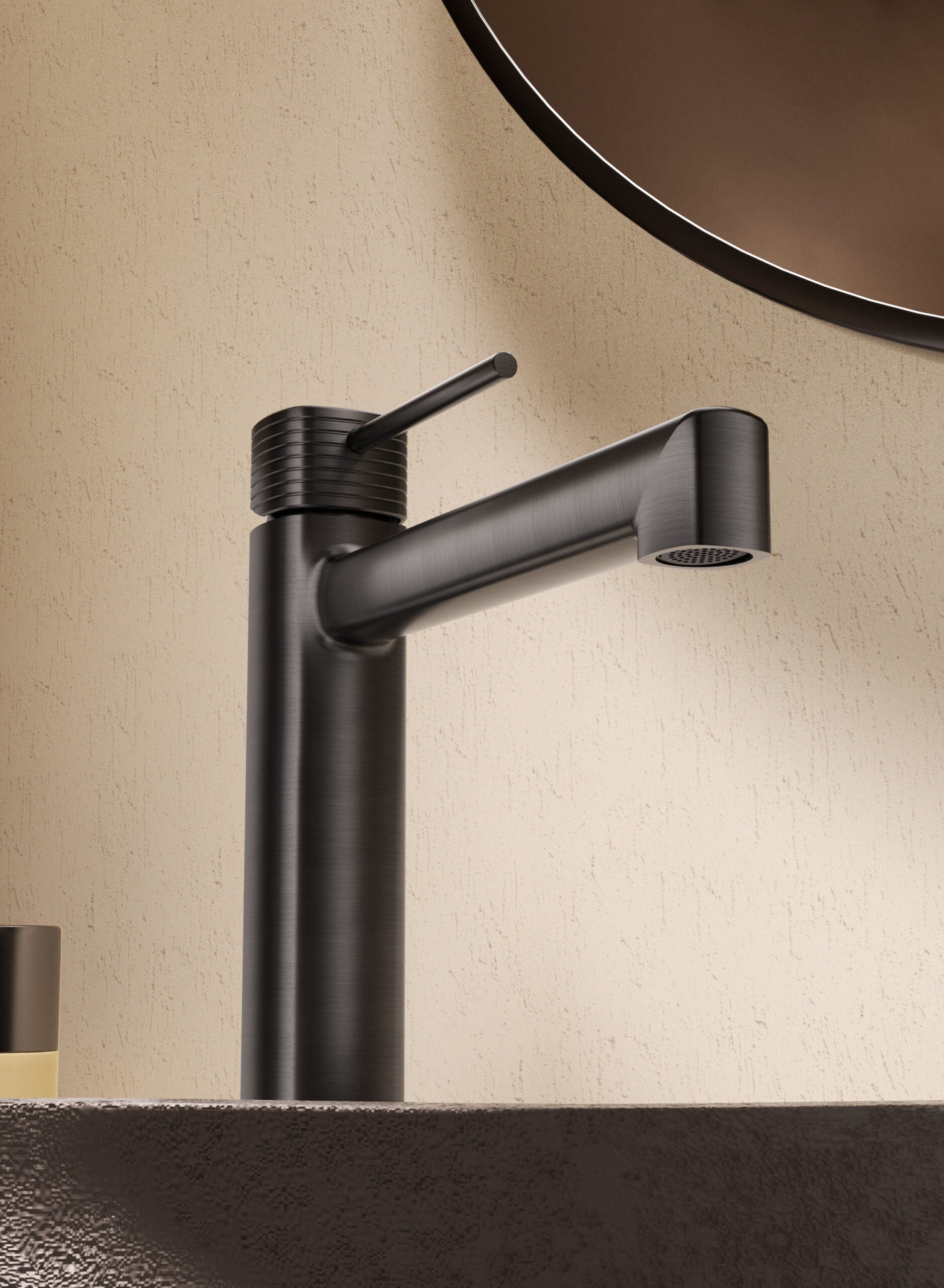 Firenze Chrome Tall Single Lever Basin Mixer, detail view