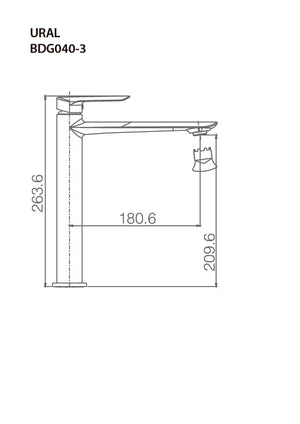 Ural High Basin Mixer Ural Series Chrome Finish, view 3