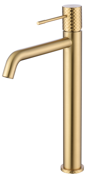 Genova Brushed Gold Tall Basin Faucet Single Lever, view 2