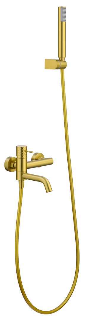 Génova Brushed Gold Single Lever Bath and Shower Kit, main product view