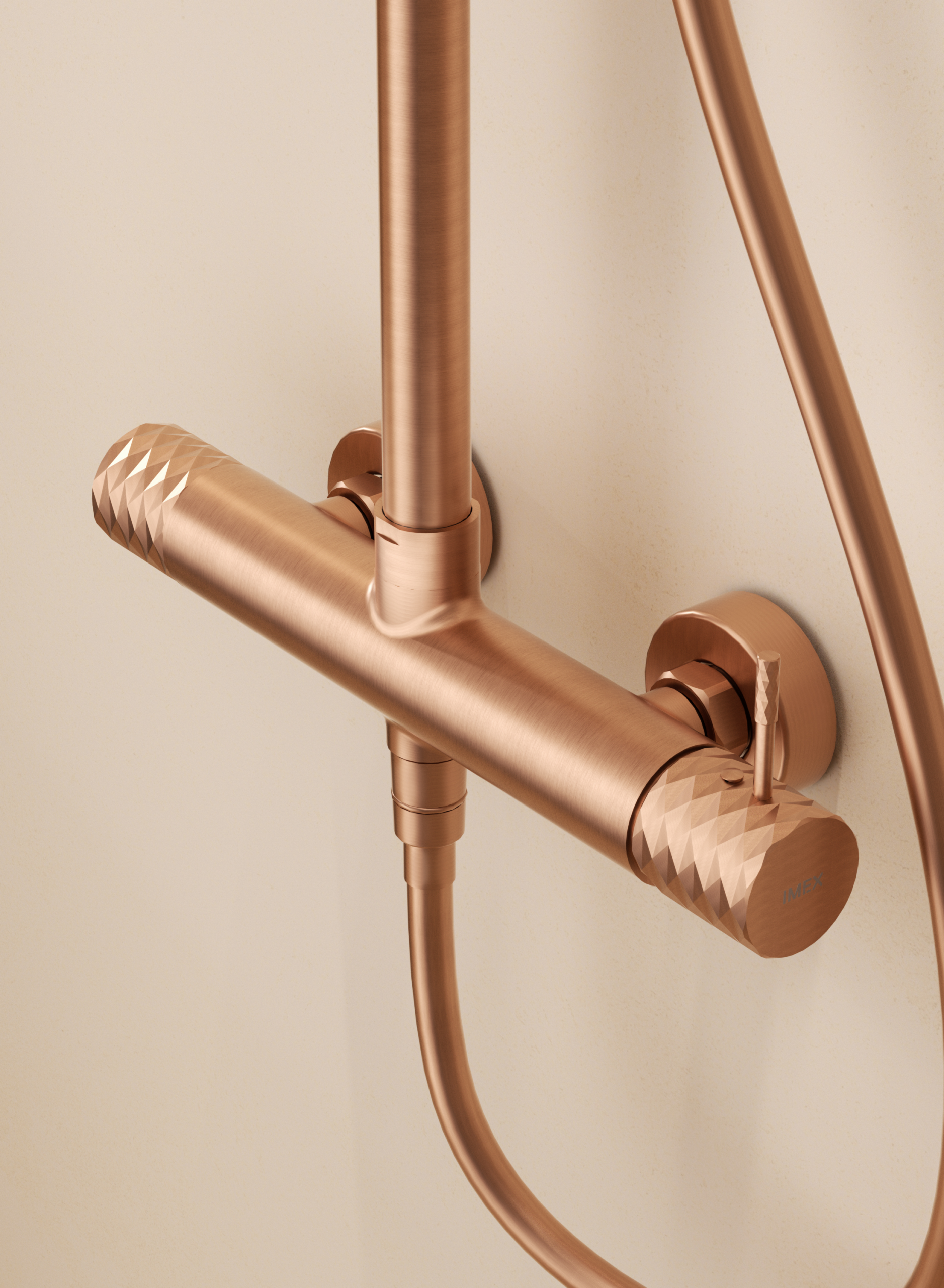 Génova Brushed Gold Single Lever Shower Set, view 3
