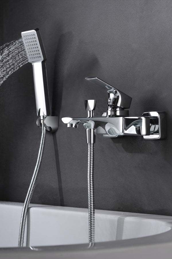 Chrome Single Handle Shower Set Modern Bathroom Faucet, view 2