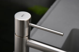 Monza Brushed Nickel Single Lever Sink Faucet, handle detail