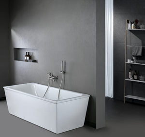 Monza Brushed Nickel Bath Shower Mixer Set, in a bathroom setting