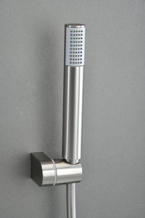 Monza Brushed Nickel Bath Shower Mixer Set, handle detail
