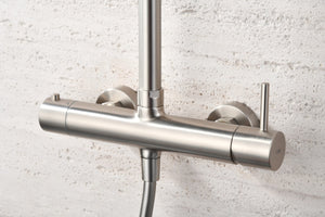 Brushed Nickel Single Handle Shower Set Modern Design, mixer detail