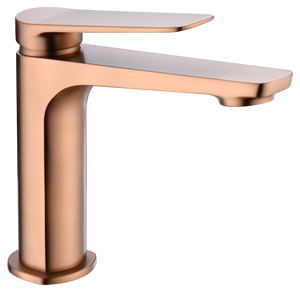Brushed Rose Gold Single Lever Basin Mixer Faucet, view 2
