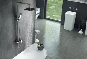 Chrome Single Lever Bathtub Faucet Modern Design, in a bathroom setting