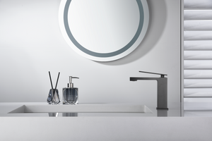Pisa Black Gun Metal Single Lever Sink Faucet, in a bathroom setting