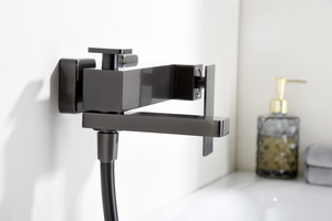 Black Gun Metal Single Lever Shower Kit Modern Design, detail view