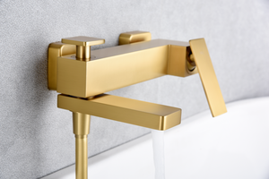 Brushed Gold Single Lever Shower Set Modern Bath Kit, mixer detail