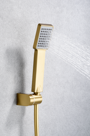 Brushed Gold Single Handle Shower Kit Pisa Series, handle detail