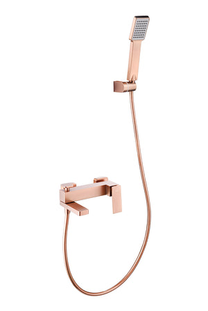 Pisa Brushed Rose Gold Single-Lever Shower Bath Kit, view 2
