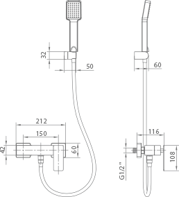 Pisa Chrome Single Lever Shower Kit Modern Design, view 4
