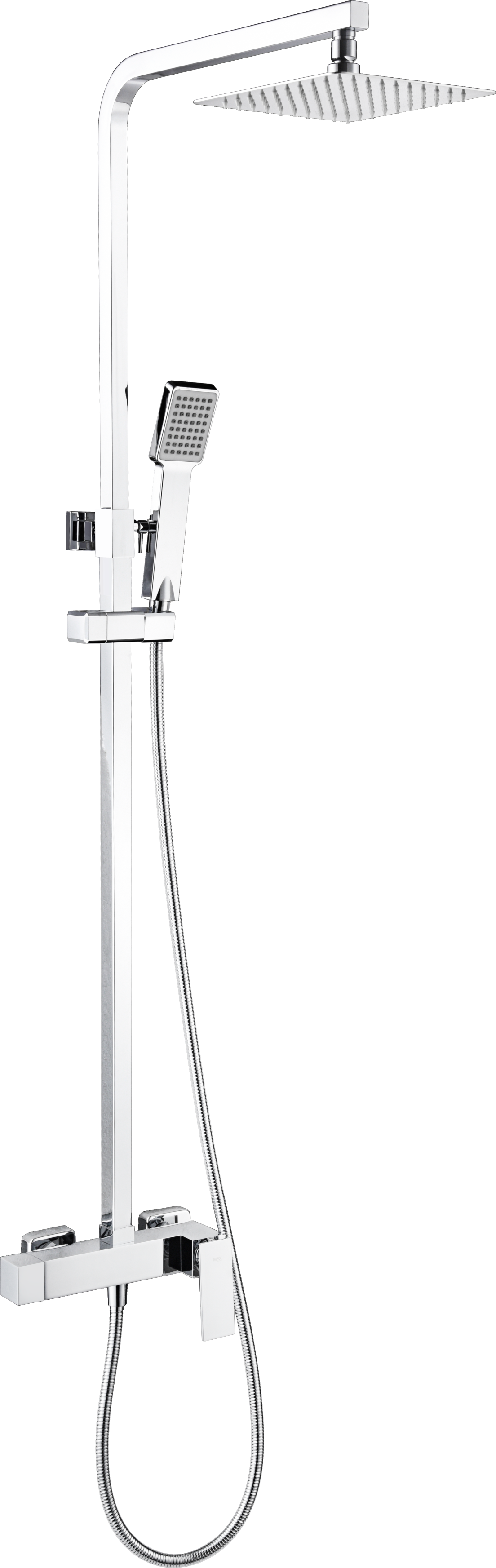 Chrome Single Handle Shower Set Modern Minimalist Design, view 2